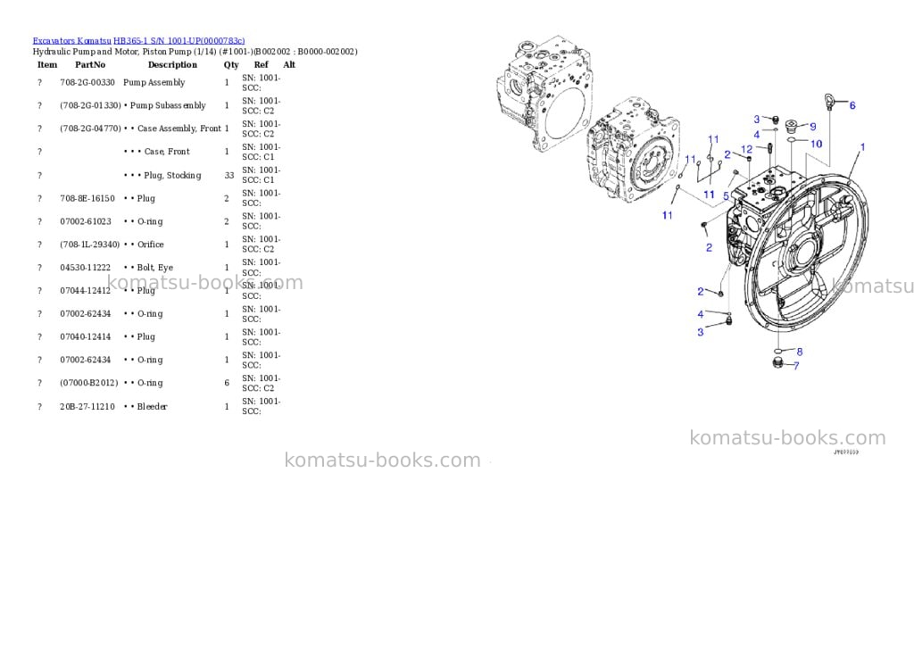 Komatsu hb365-1 s/n 1001-up Parts catalog cover Page 6