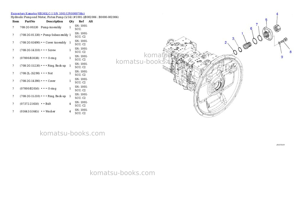 Komatsu hb365lc-1 s/n 1001-up Parts catalog cover Page 10