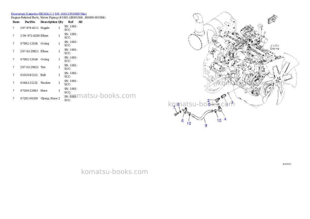 Komatsu hb365lc-1 s/n 1001-up Parts catalog cover Page 3
