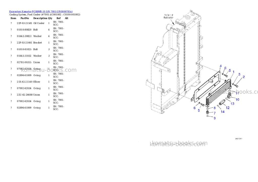 Komatsu pc88mr-10 s/n 7001-up Parts catalog cover Page 6 Komatsu pc88mr-10 s/n 7001-up Parts catalog cover Page 6