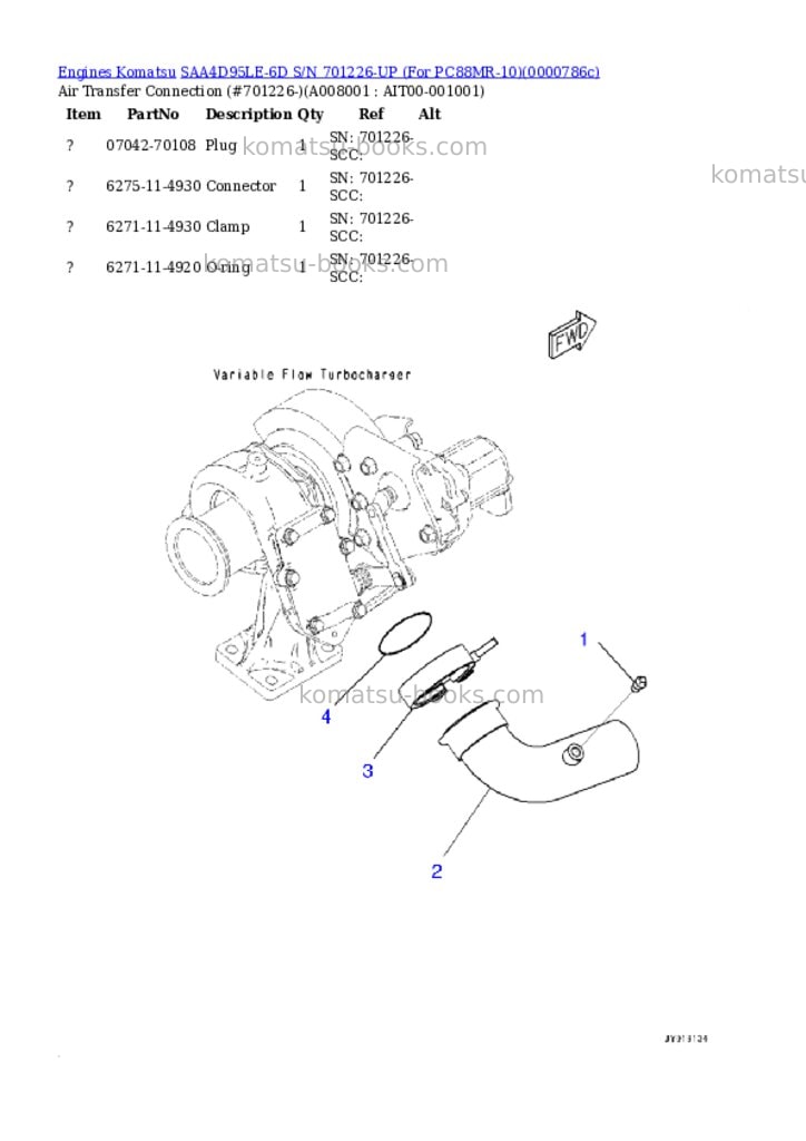 Komatsu saa4d95le-6d s/n 701226-up for pc88mr-10 Parts catalog cover Page 7 Komatsu saa4d95le-6d s/n 701226-up for pc88mr-10 Parts catalog cover Page 7