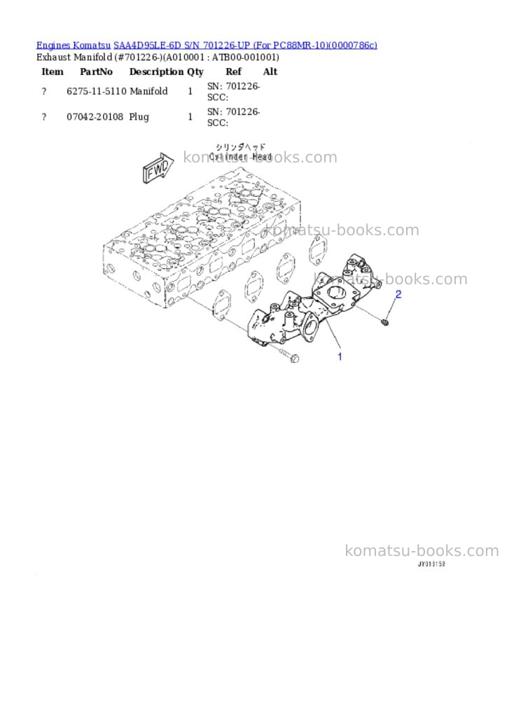 Komatsu saa4d95le-6d s/n 701226-up for pc88mr-10 Parts catalog cover Page 9 Komatsu saa4d95le-6d s/n 701226-up for pc88mr-10 Parts catalog cover Page 9