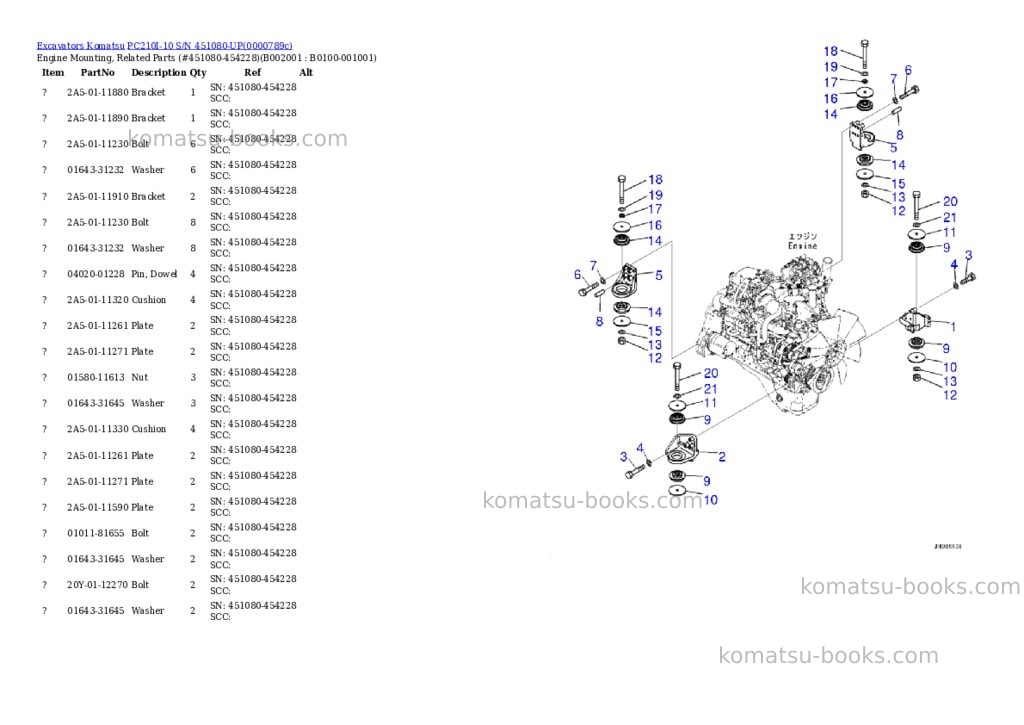 Komatsu pc210i-10 s/n 451080-up Parts catalog cover Page 2