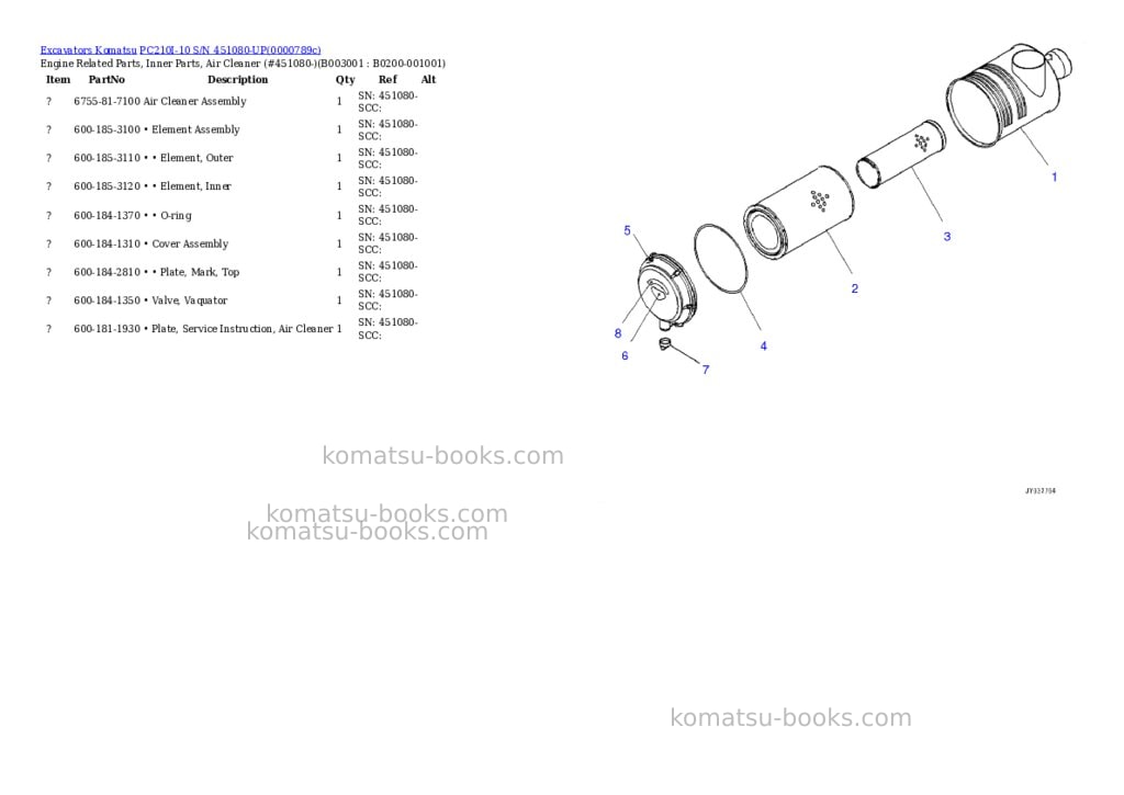 Komatsu pc210i-10 s/n 451080-up Parts catalog cover Page 4