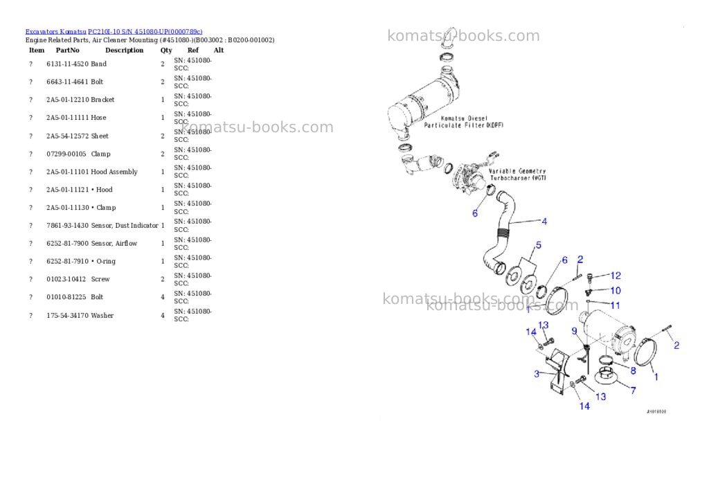 Komatsu pc210i-10 s/n 451080-up Parts catalog cover Page 5