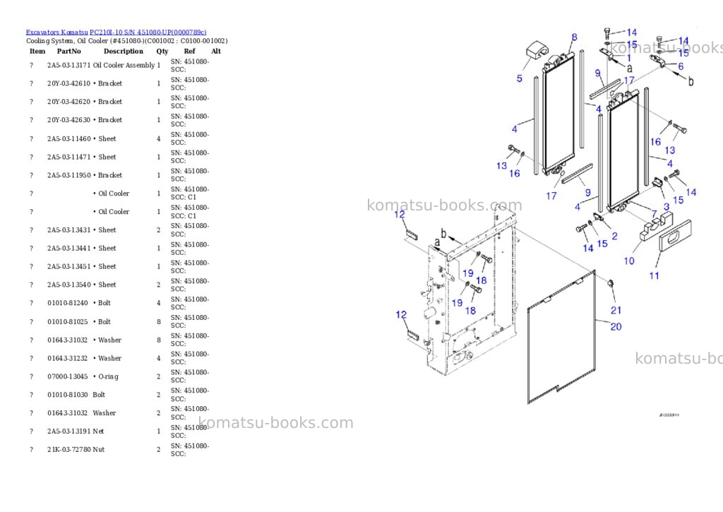 Komatsu pc210i-10 s/n 451080-up Parts catalog cover Page 9