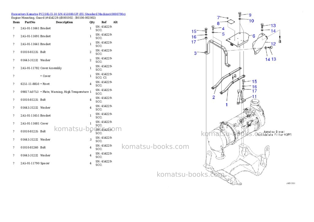 Komatsu PC210LCI-10 S/N 451080-UP (EU Standard Machine) Parts catalog cover