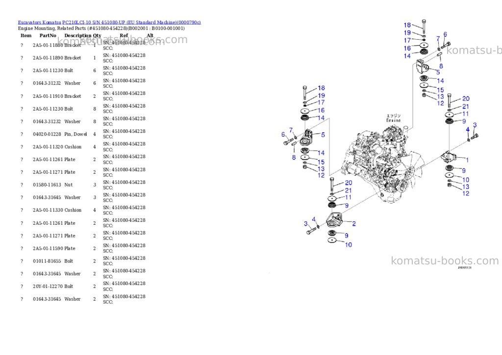 Komatsu PC210LCI-10 S/N 451080-UP (EU Standard Machine) Parts catalog cover Page 2