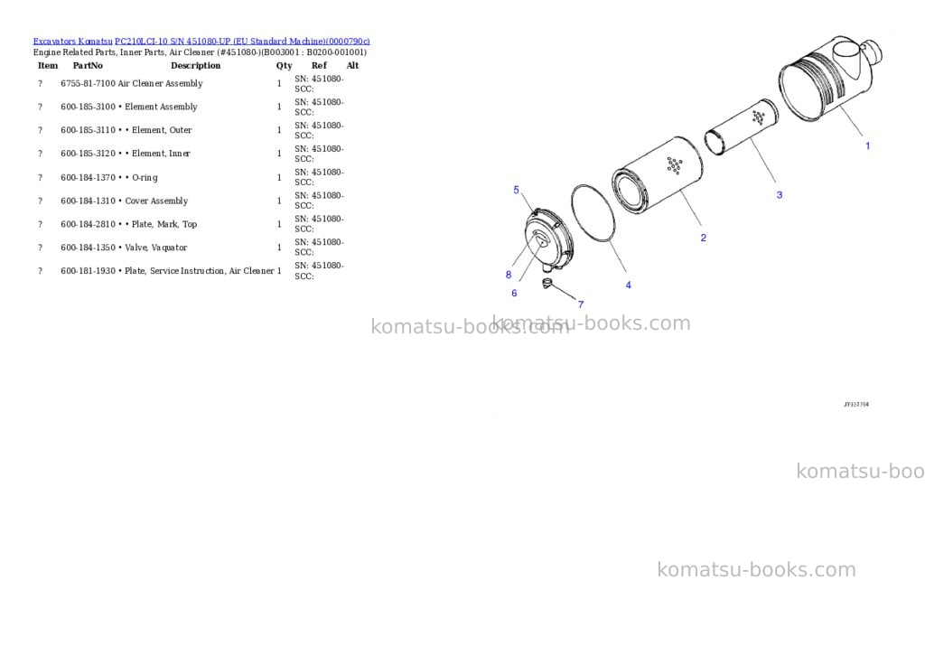Komatsu PC210LCI-10 S/N 451080-UP (EU Standard Machine) Parts catalog cover Page 4