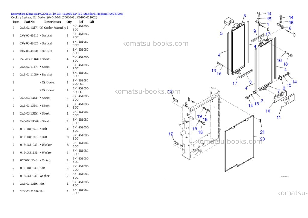 Komatsu PC210LCI-10 S/N 451080-UP (EU Standard Machine) Parts catalog cover Page 9
