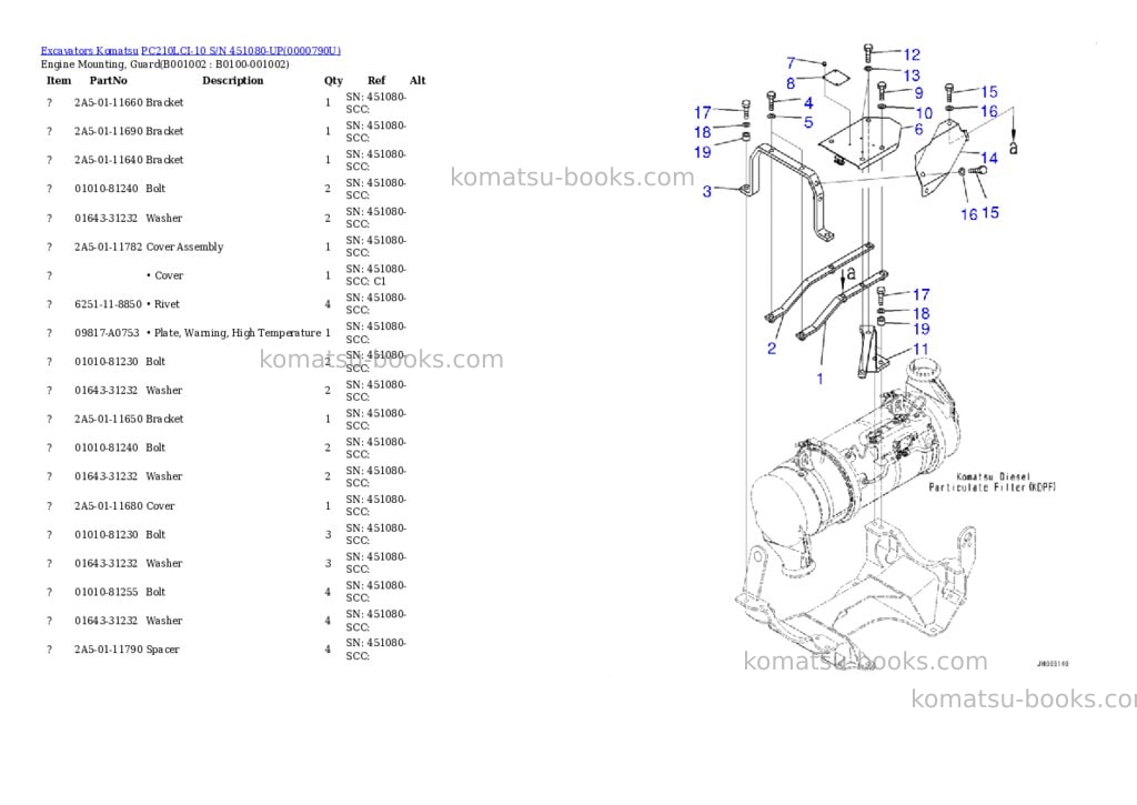 Komatsu pc210lci-10 s/n 451080-up eu standard machine Parts catalog cover