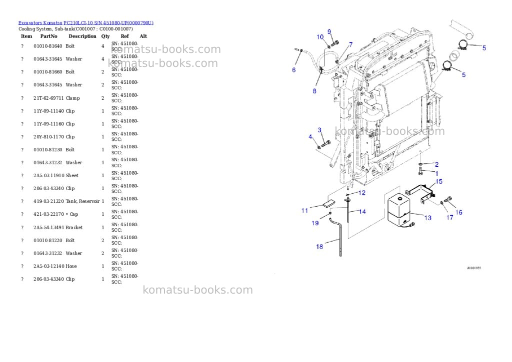 Komatsu pc210lci-10 s/n 451080-up eu standard machine Parts catalog cover Page 10