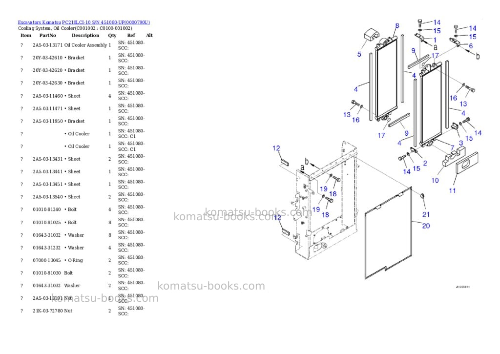 Komatsu pc210lci-10 s/n 451080-up eu standard machine Parts catalog cover Page 5