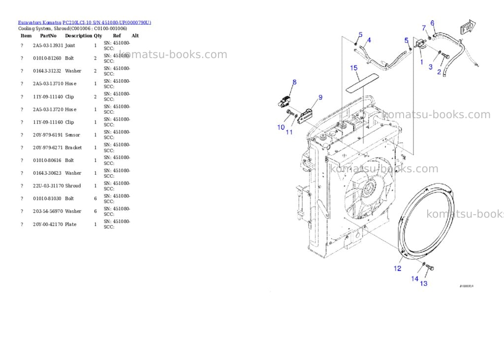 Komatsu pc210lci-10 s/n 451080-up eu standard machine Parts catalog cover Page 9