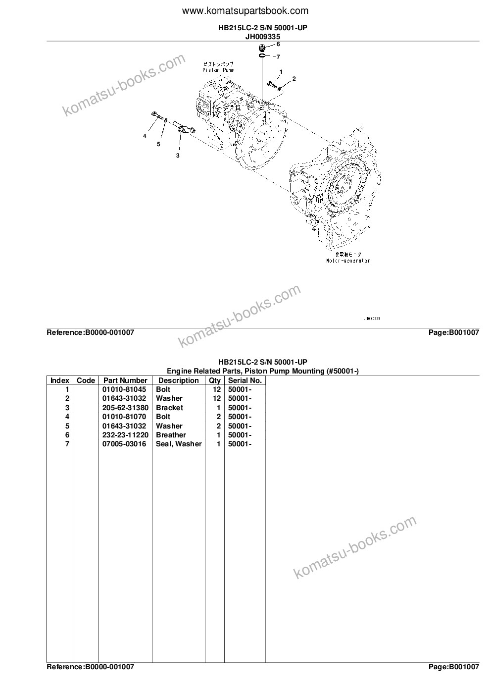 Komatsu HB215LC-2 S/N 50001-UP Parts catalog cover Page 10