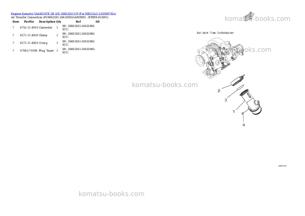 Komatsu SAA4D107E-2B S/N 26603261-UP (For HB215LC-2) Parts catalog cover Page 8 Komatsu SAA4D107E-2B S/N 26603261-UP (For HB215LC-2) Parts catalog cover Page 8