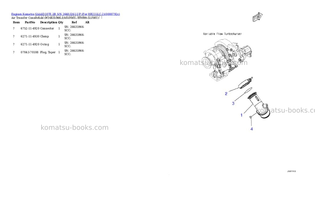 Komatsu SAA4D107E-2B S/N 26603261-UP (For HB215LC-2) Parts catalog cover Page 9 Komatsu SAA4D107E-2B S/N 26603261-UP (For HB215LC-2) Parts catalog cover Page 9
