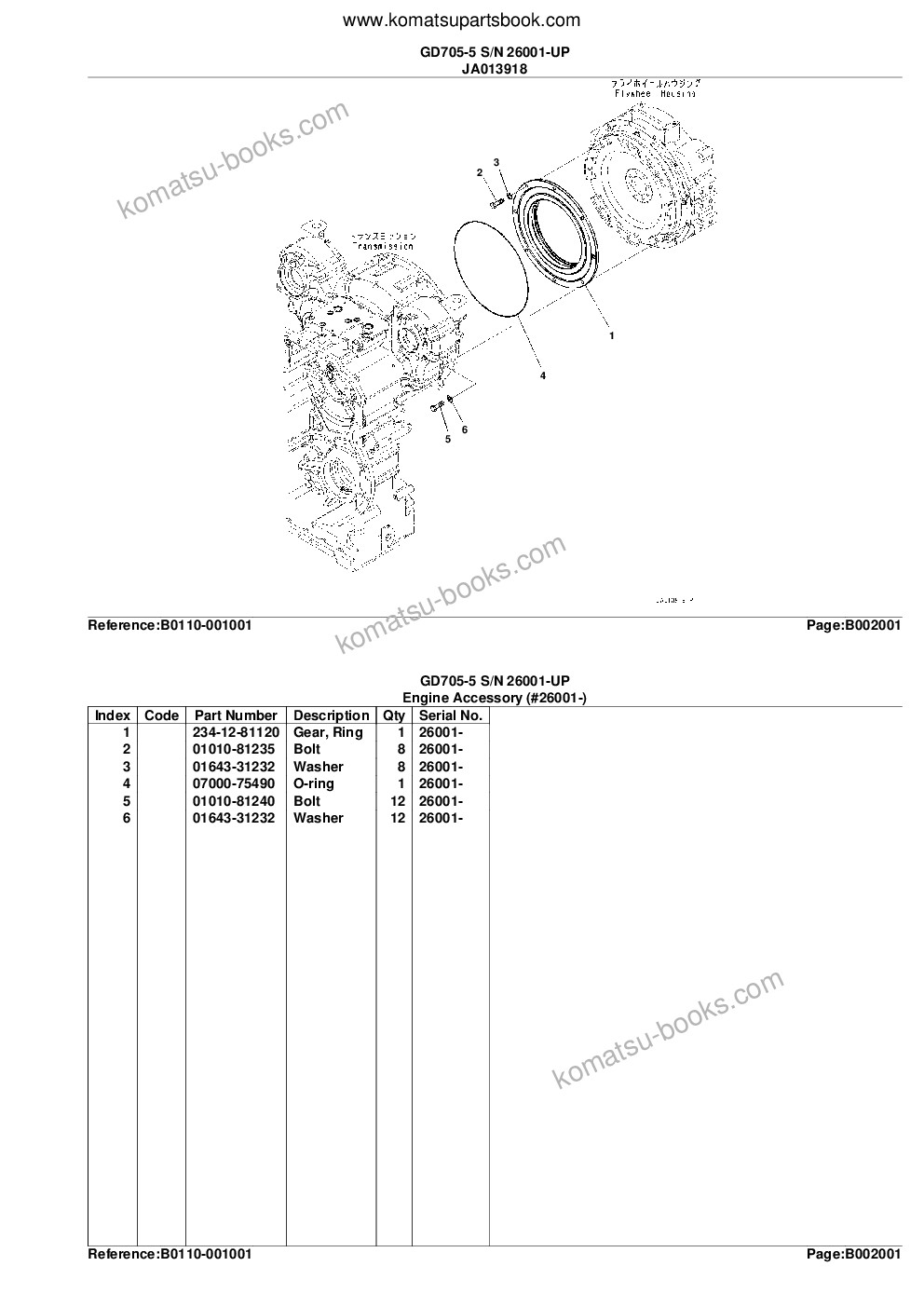 Komatsu gd705-5 s/n 26001-up Parts catalog cover Page 7 Komatsu gd705-5 s/n 26001-up Parts catalog cover Page 7