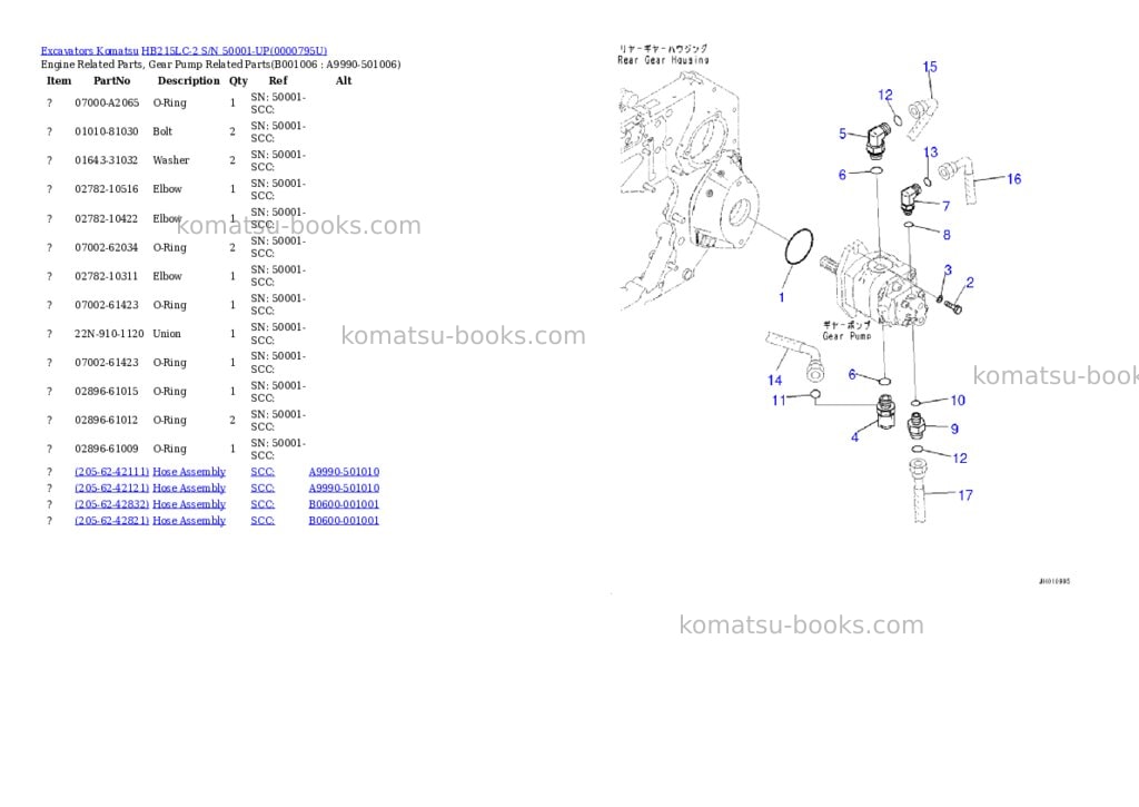 Komatsu hb215lc-2 s/n 50001-up Parts catalog cover Page 2