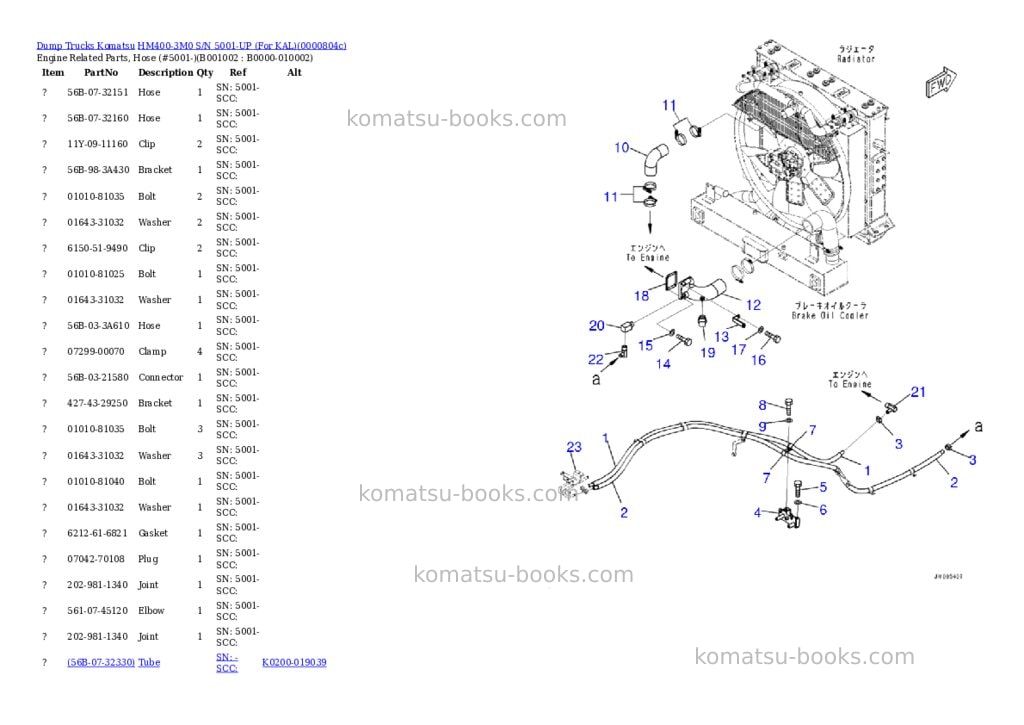 Komatsu HM400-3M0 S/N 5001-UP (For KAL) Parts catalog cover