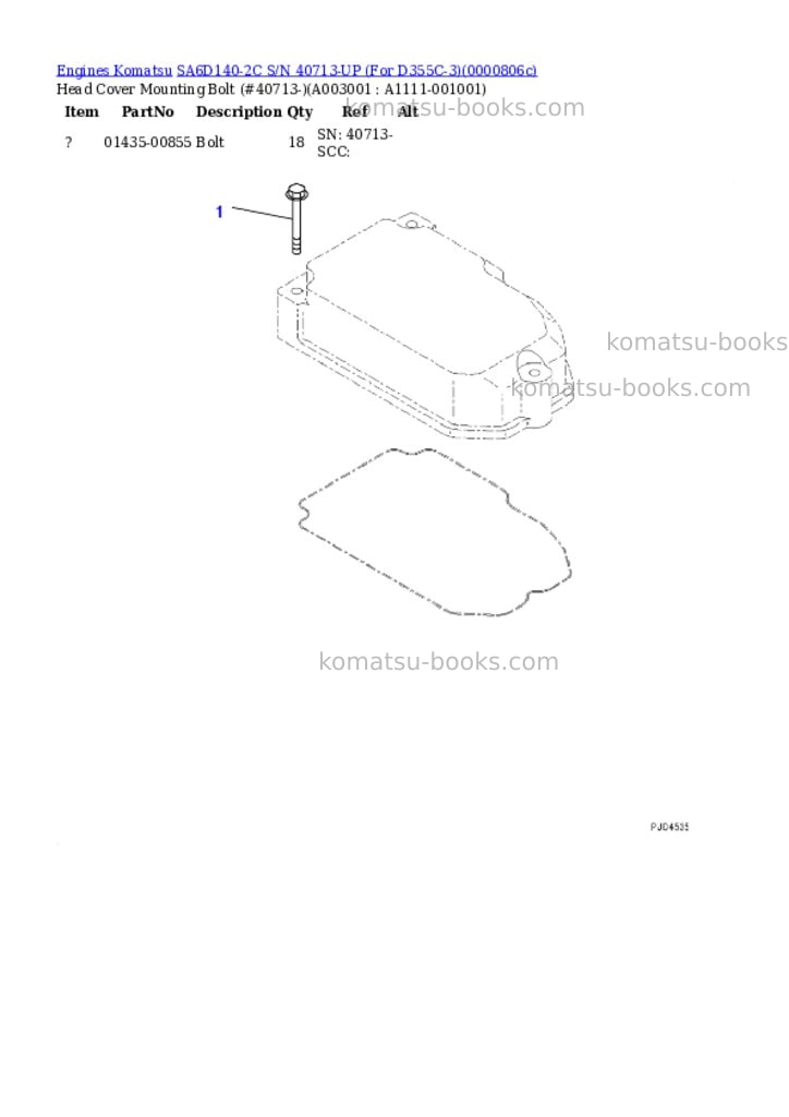 Komatsu sa6d140-2c s/n 40713-up for d355c-3 Parts catalog cover Page 3 Komatsu sa6d140-2c s/n 40713-up for d355c-3 Parts catalog cover Page 3