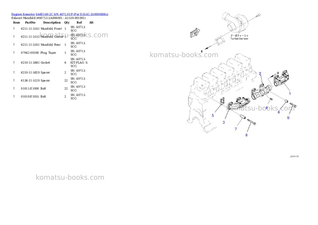 Komatsu sa6d140-2c s/n 40713-up for d355c-3 Parts catalog cover Page 7 Komatsu sa6d140-2c s/n 40713-up for d355c-3 Parts catalog cover Page 7