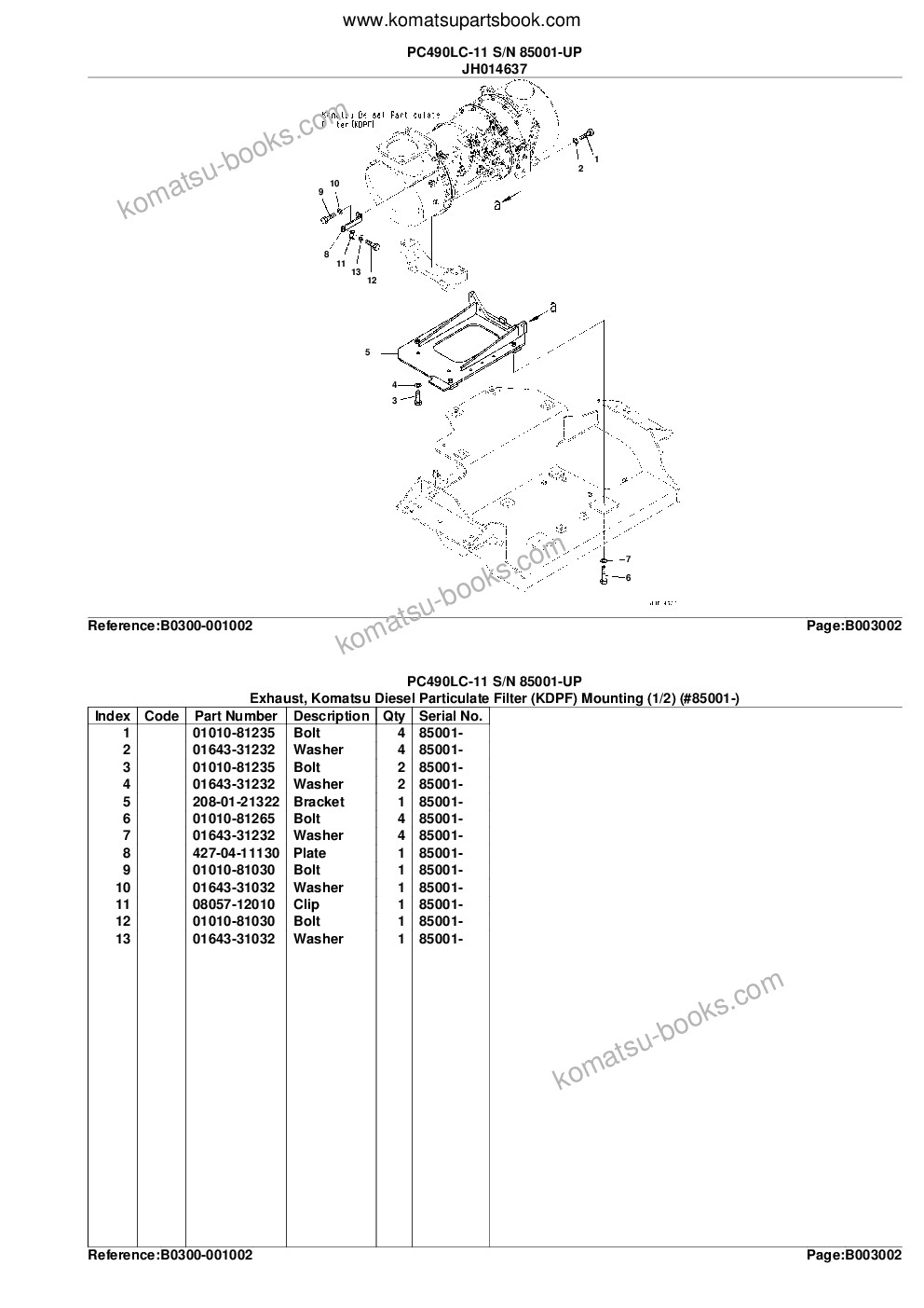 Komatsu PC490LC-11 S/N 85001-UP Parts catalog cover Page 10 Komatsu PC490LC-11 S/N 85001-UP Parts catalog cover Page 10