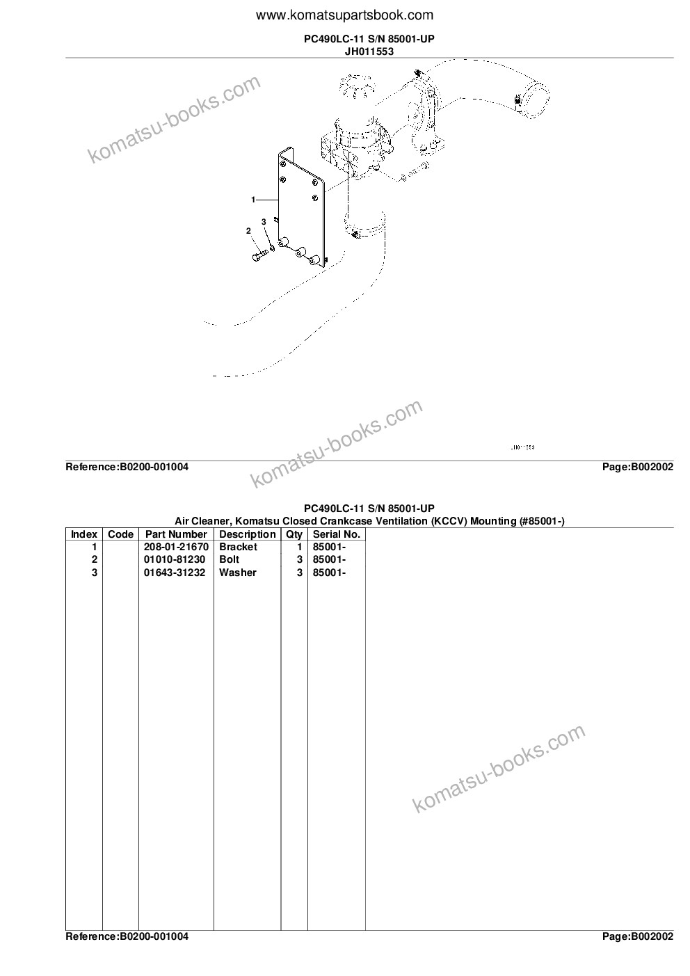 Komatsu PC490LC-11 S/N 85001-UP Parts catalog cover Page 7 Komatsu PC490LC-11 S/N 85001-UP Parts catalog cover Page 7