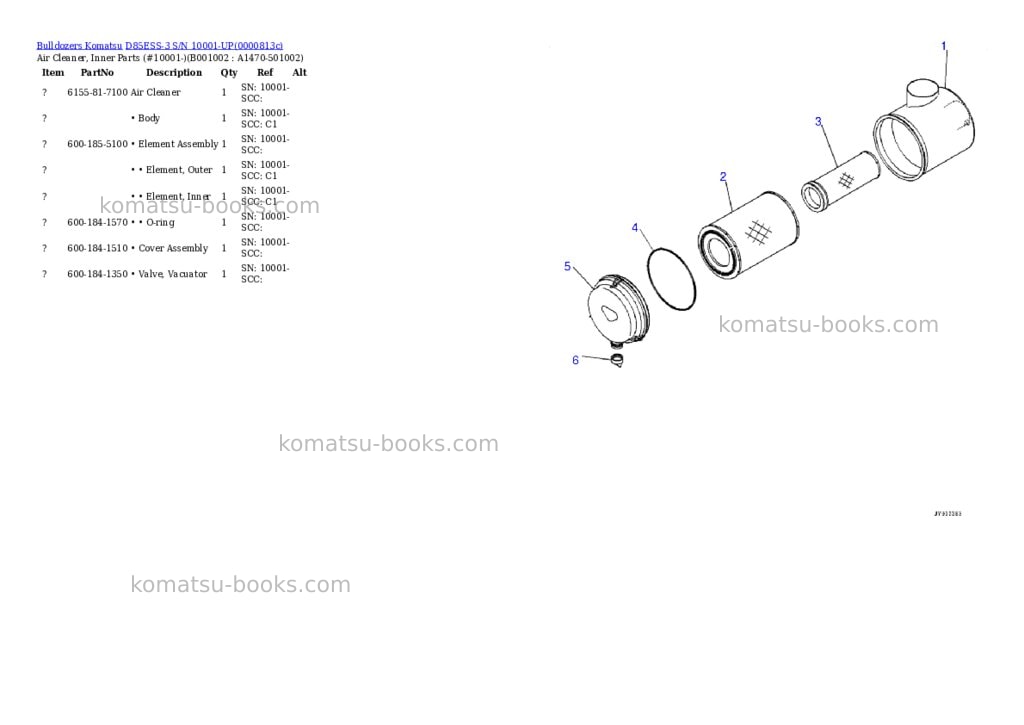 Komatsu d85ess-3 s/n 10001-up Parts catalog cover Komatsu d85ess-3 s/n 10001-up Parts catalog cover