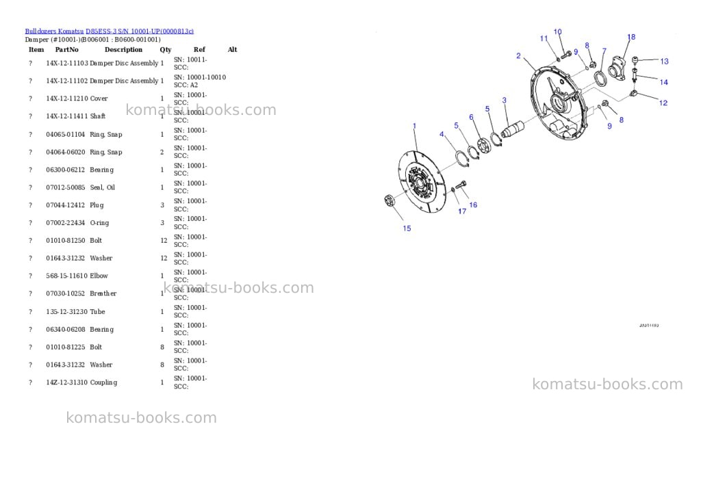 Komatsu d85ess-3 s/n 10001-up Parts catalog cover Page 10 Komatsu d85ess-3 s/n 10001-up Parts catalog cover Page 10