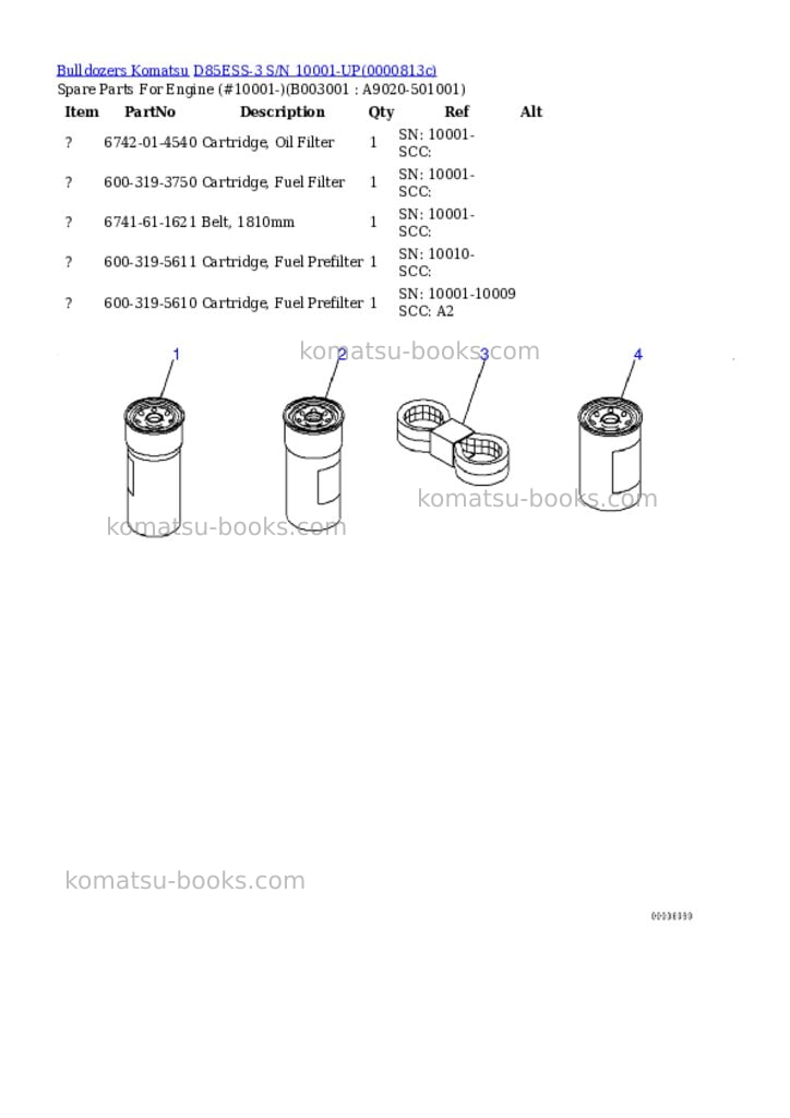 Komatsu d85ess-3 s/n 10001-up Parts catalog cover Page 4 Komatsu d85ess-3 s/n 10001-up Parts catalog cover Page 4