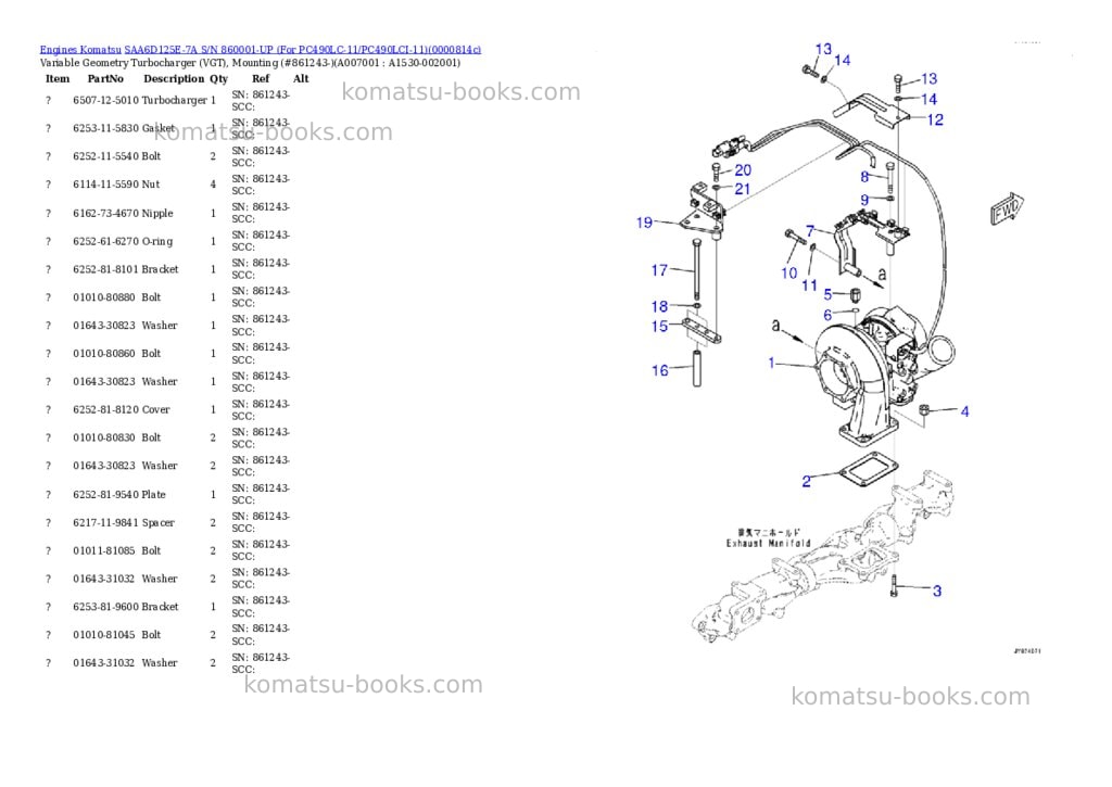 Komatsu saa6d125e-7a s/n 860001-up for pc490lc-11/pc490lci-11 Parts catalog cover Page 10 Komatsu saa6d125e-7a s/n 860001-up for pc490lc-11/pc490lci-11 Parts catalog cover Page 10