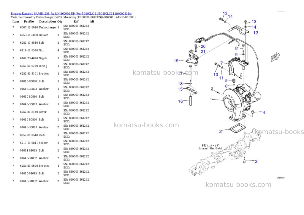 Komatsu saa6d125e-7a s/n 860001-up for pc490lc-11/pc490lci-11 Parts catalog cover Page 5 Komatsu saa6d125e-7a s/n 860001-up for pc490lc-11/pc490lci-11 Parts catalog cover Page 5