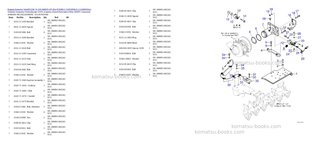 Komatsu saa6d125e-7a s/n 860001-up for pc490lc-11/pc490lci-11 Parts catalog cover Page 8 Komatsu saa6d125e-7a s/n 860001-up for pc490lc-11/pc490lci-11 Parts catalog cover Page 8