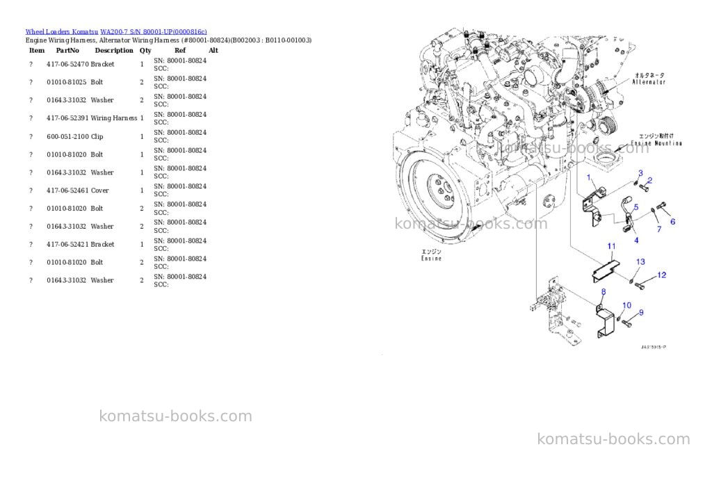 Komatsu WA200-7 S/N 80001-UP Parts catalog cover Page 3