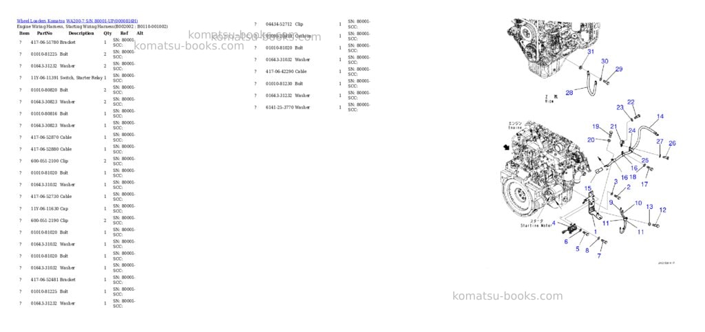 Komatsu wa200-7 s/n 80001-up Parts catalog cover Page 2
