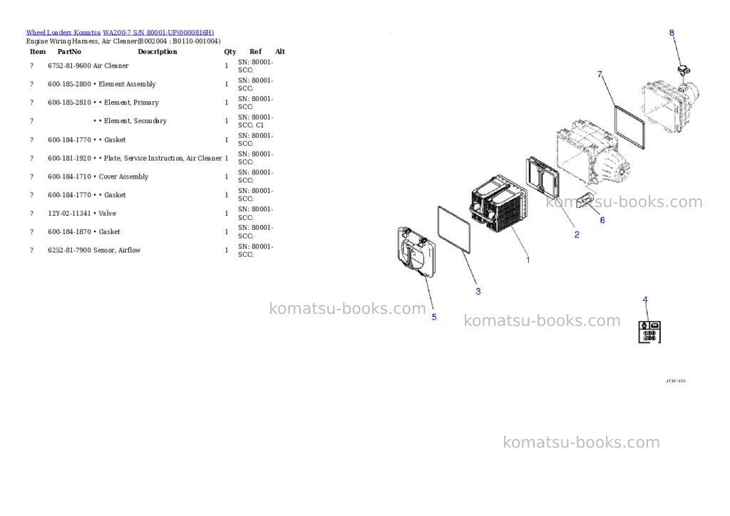 Komatsu wa200-7 s/n 80001-up Parts catalog cover Page 4