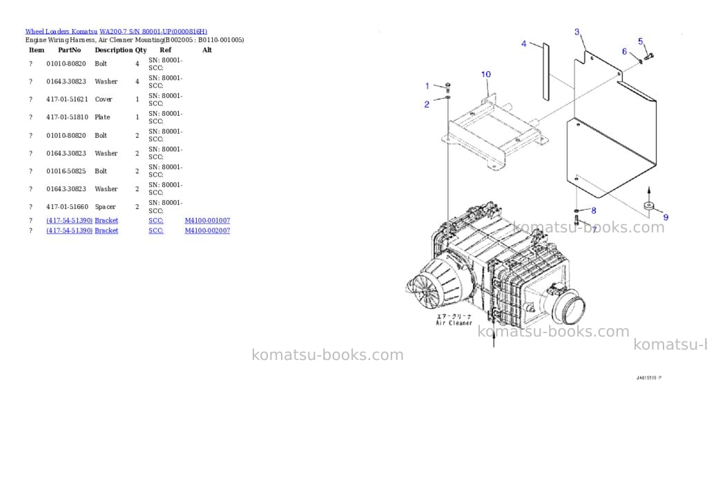 Komatsu wa200-7 s/n 80001-up Parts catalog cover Page 5