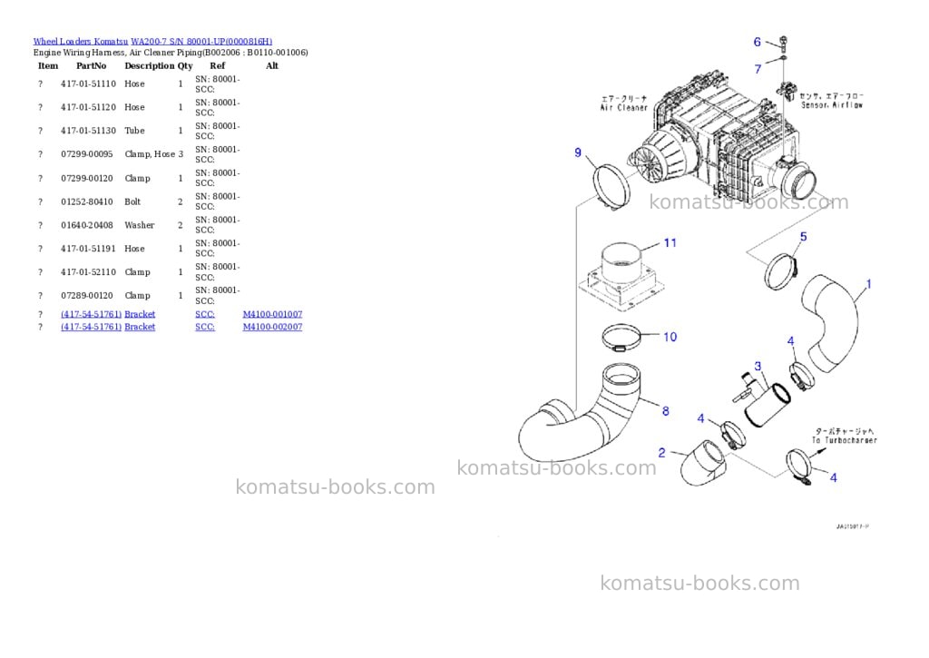 Komatsu wa200-7 s/n 80001-up Parts catalog cover Page 6