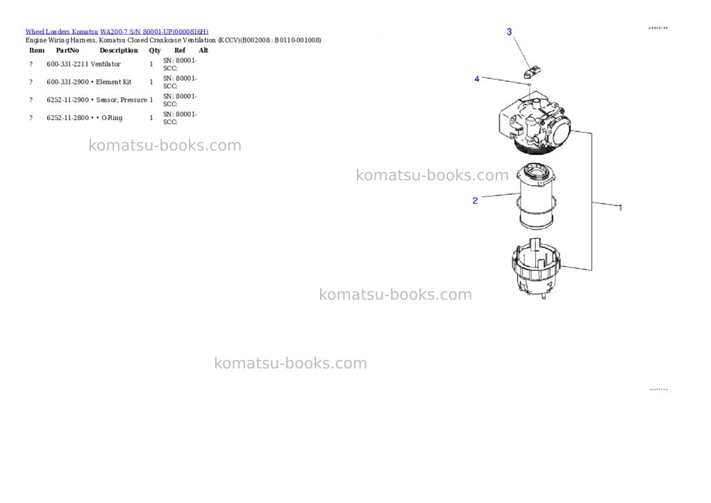 Komatsu wa200-7 s/n 80001-up Parts catalog cover Page 8