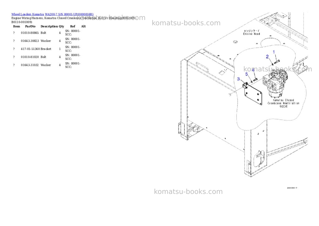 Komatsu wa200-7 s/n 80001-up Parts catalog cover Page 9