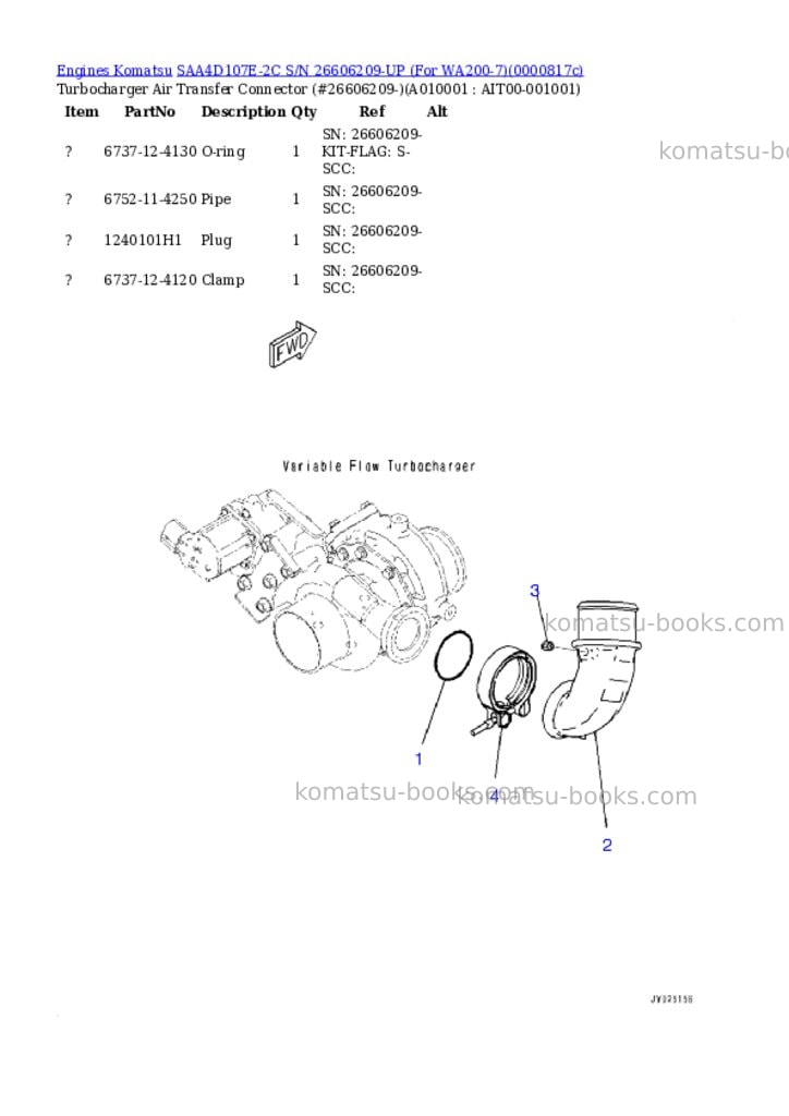 Komatsu SAA4D107E-2C S/N 26606209-UP (For WA200-7) Parts catalog cover Page 9