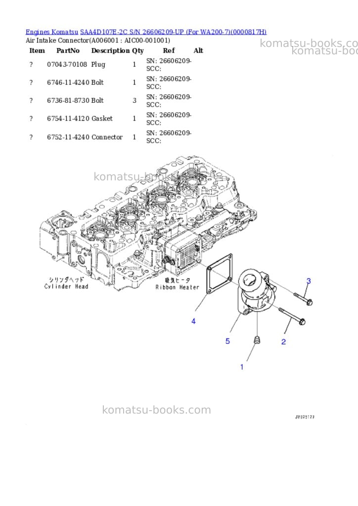 Komatsu saa4d107e-2c s/n 26606209-up for wa200-7 Parts catalog cover Page 5 Komatsu saa4d107e-2c s/n 26606209-up for wa200-7 Parts catalog cover Page 5