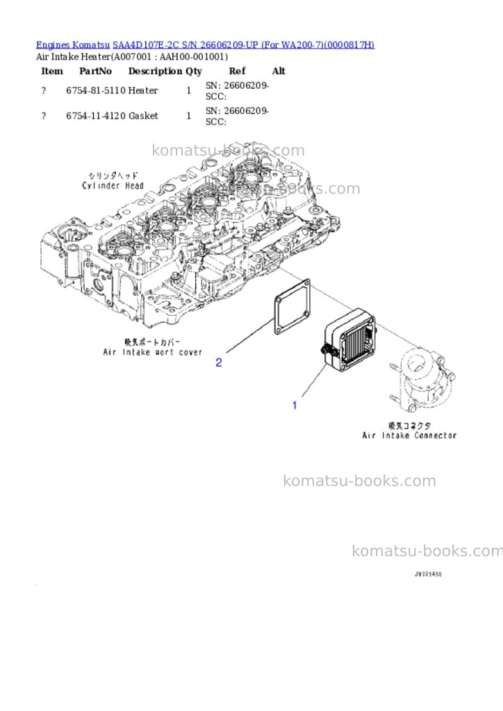 Komatsu saa4d107e-2c s/n 26606209-up for wa200-7 Parts catalog cover Page 6 Komatsu saa4d107e-2c s/n 26606209-up for wa200-7 Parts catalog cover Page 6
