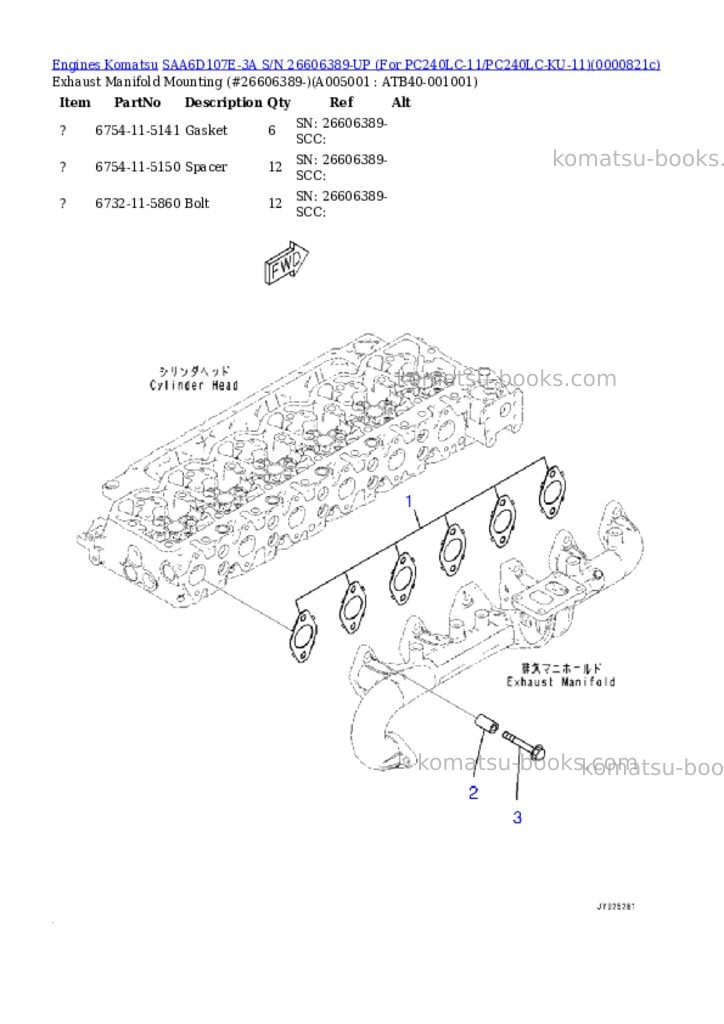 Komatsu saa6d107e-3a s/n 26606389-up for pc240lc-11/pc240lc-ku-11 Parts catalog cover Page 4 Komatsu saa6d107e-3a s/n 26606389-up for pc240lc-11/pc240lc-ku-11 Parts catalog cover Page 4