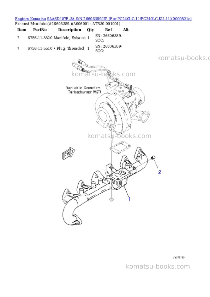 Komatsu saa6d107e-3a s/n 26606389-up for pc240lc-11/pc240lc-ku-11 Parts catalog cover Page 5 Komatsu saa6d107e-3a s/n 26606389-up for pc240lc-11/pc240lc-ku-11 Parts catalog cover Page 5
