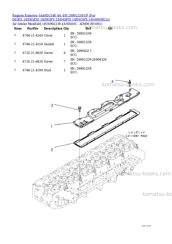 Komatsu saa6d114e-6a s/n 26902339-up for d65ex-18/d65exi-18/d65px-18/d65pxi-18/d65wx-18 Parts catalog cover Page 4 Komatsu saa6d114e-6a s/n 26902339-up for d65ex-18/d65exi-18/d65px-18/d65pxi-18/d65wx-18 Parts catalog cover Page 4