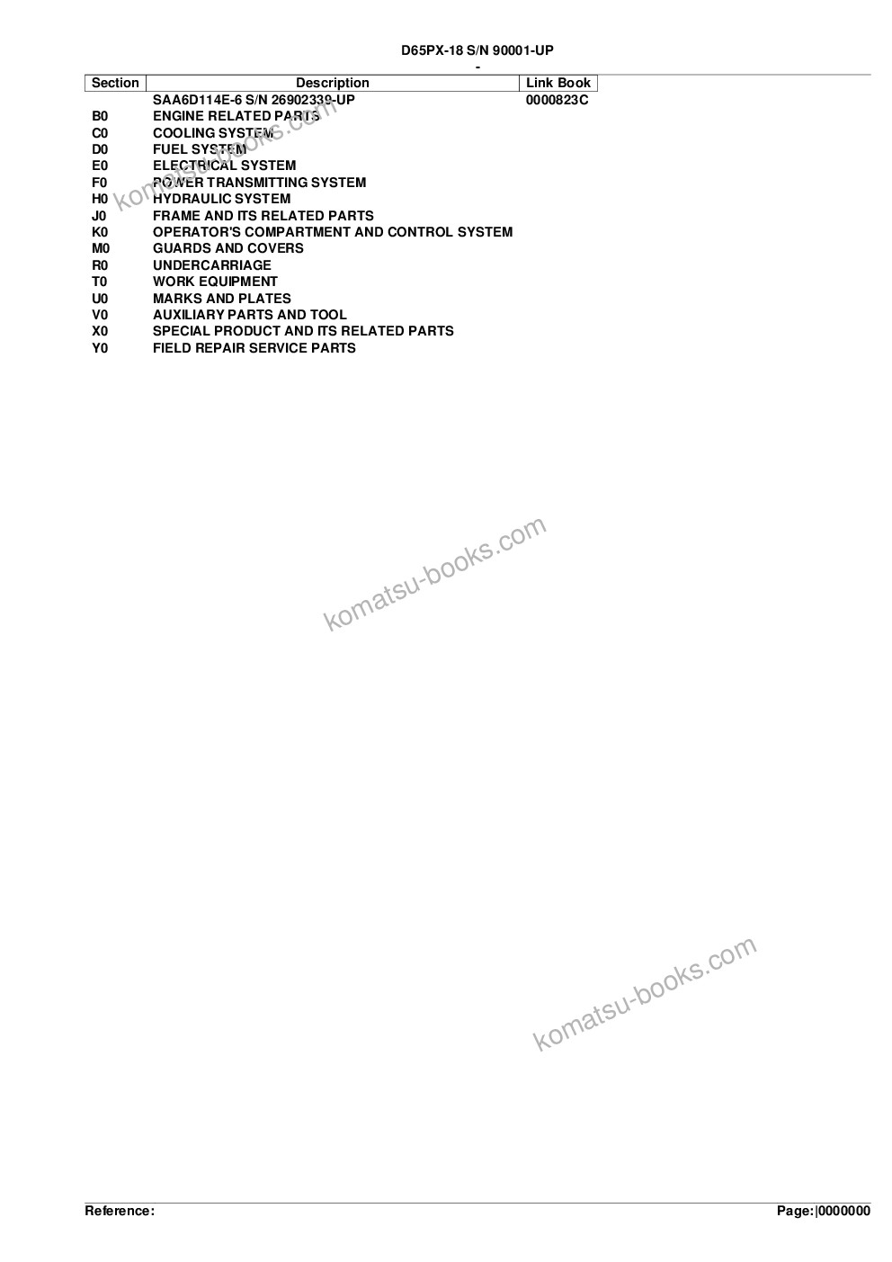 Komatsu d65px-18 s/n 90001-up Katalog części okładka
