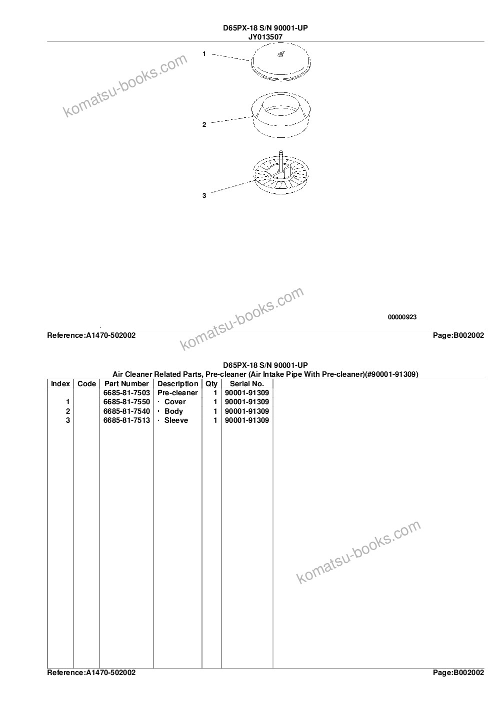 Komatsu d65px-18 s/n 90001-up Katalog części okładka Strona 9