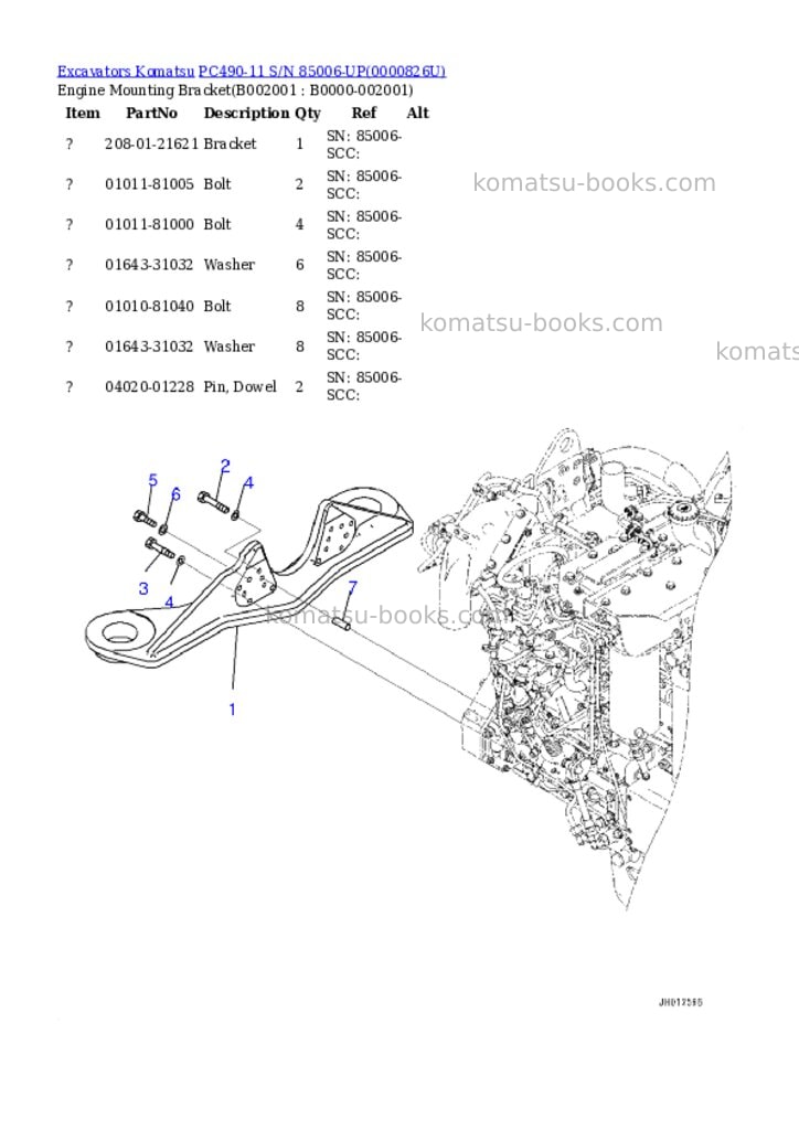 Komatsu pc490-11 s/n 85006-up Parts catalog cover Komatsu pc490-11 s/n 85006-up Parts catalog cover